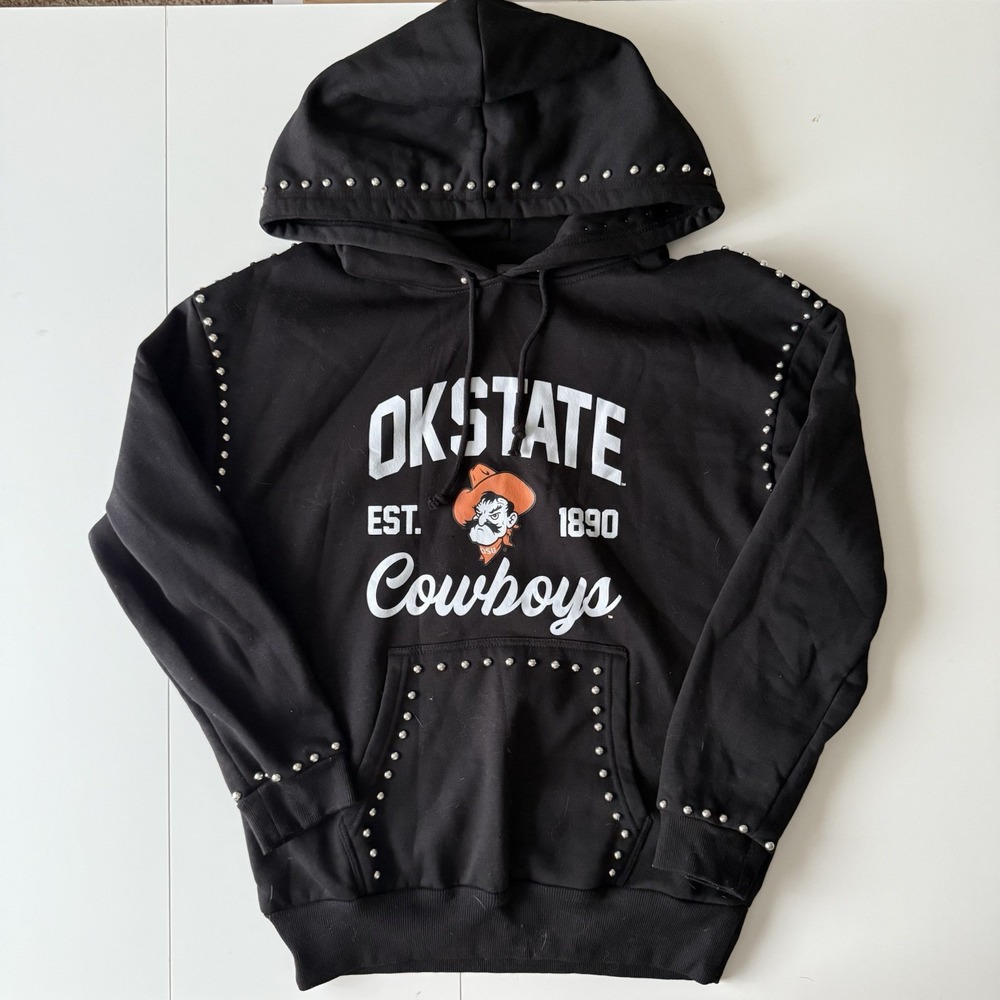 Gameday‎ Couture Black Studded OKSTATE Cowboys Hoodie Women's Size Small